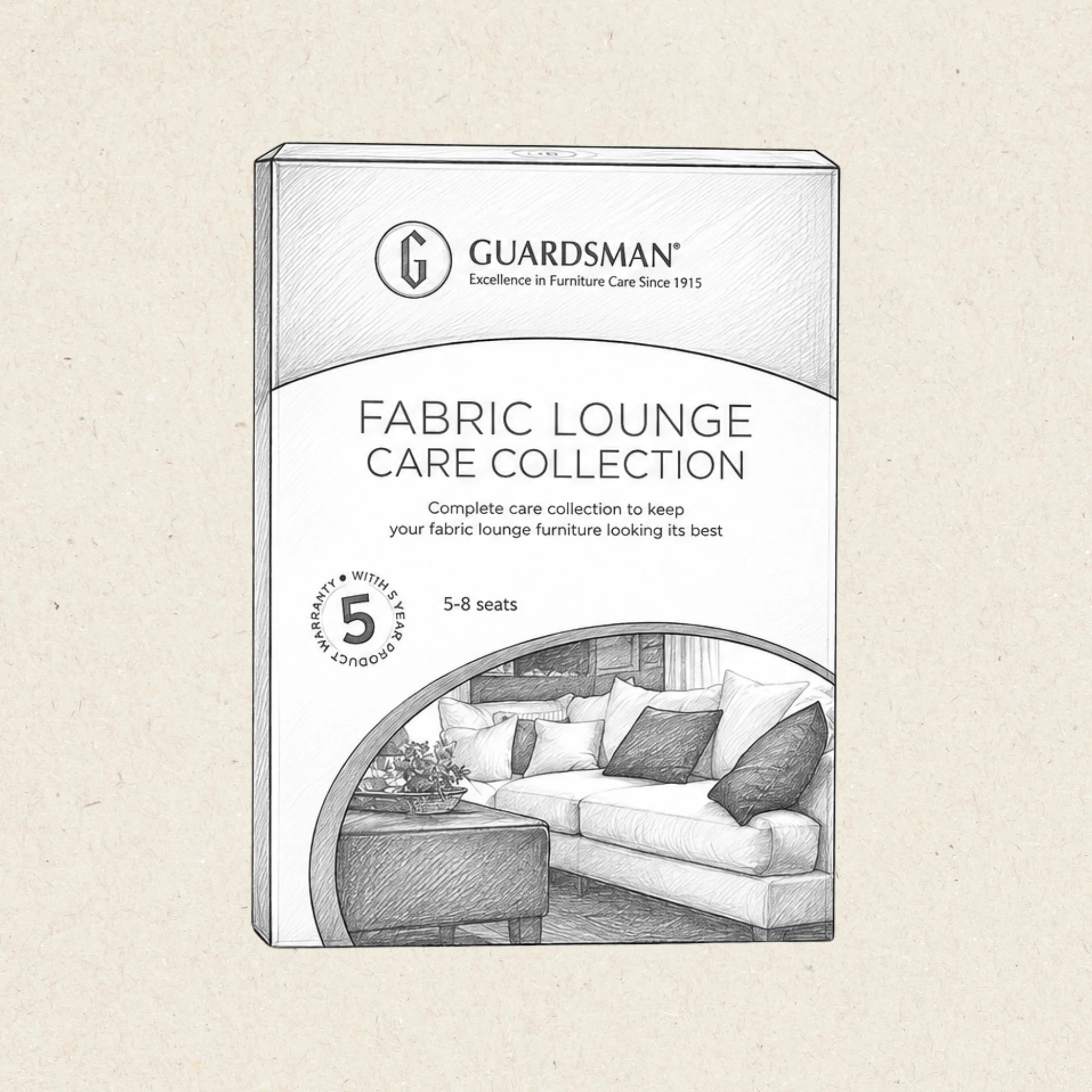 Fabric 5-8 Seat Lounge 5-Year Warranty & Care Kit