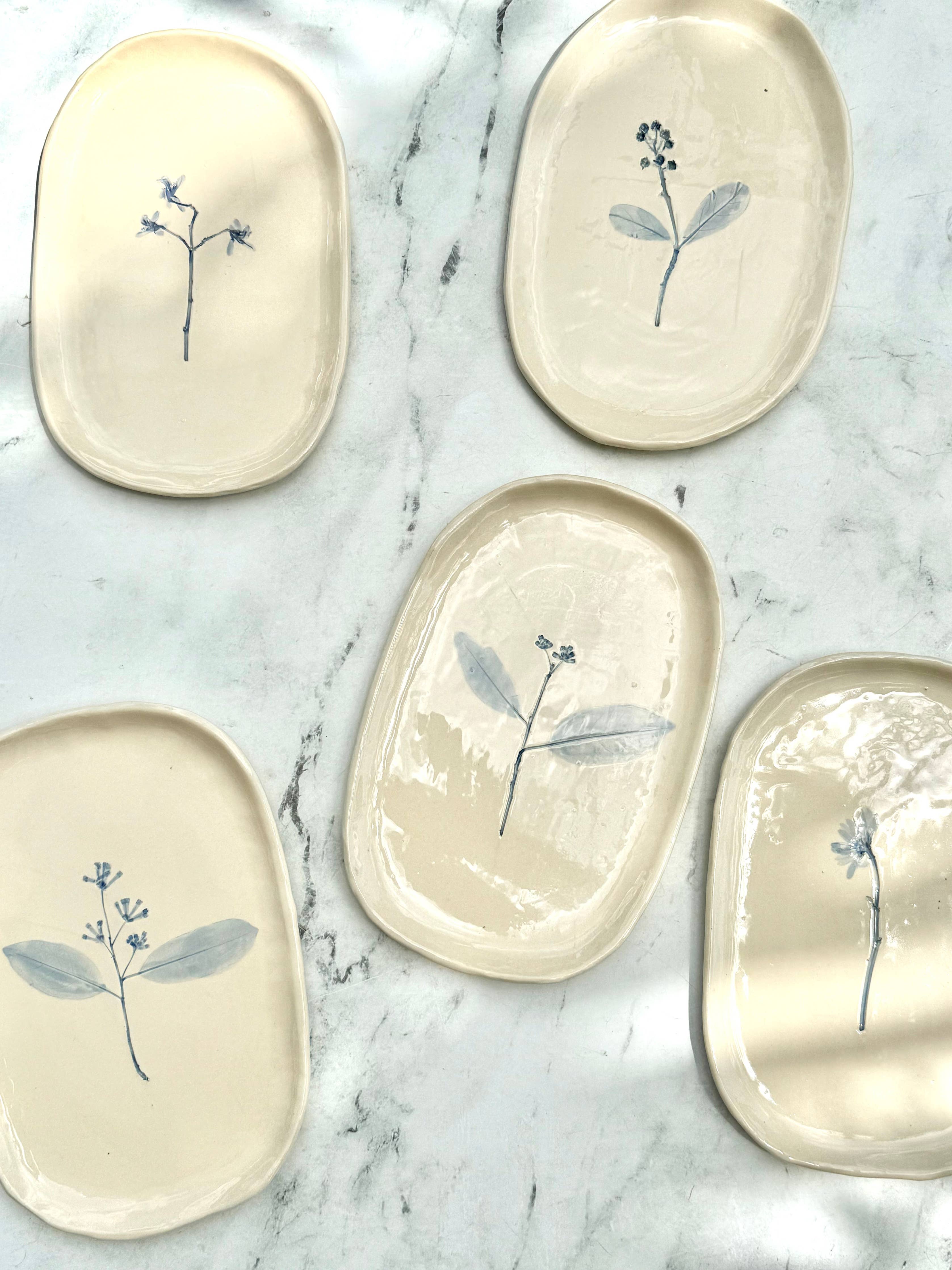 Hand-Painted Floral Tray, Blue - Image 3