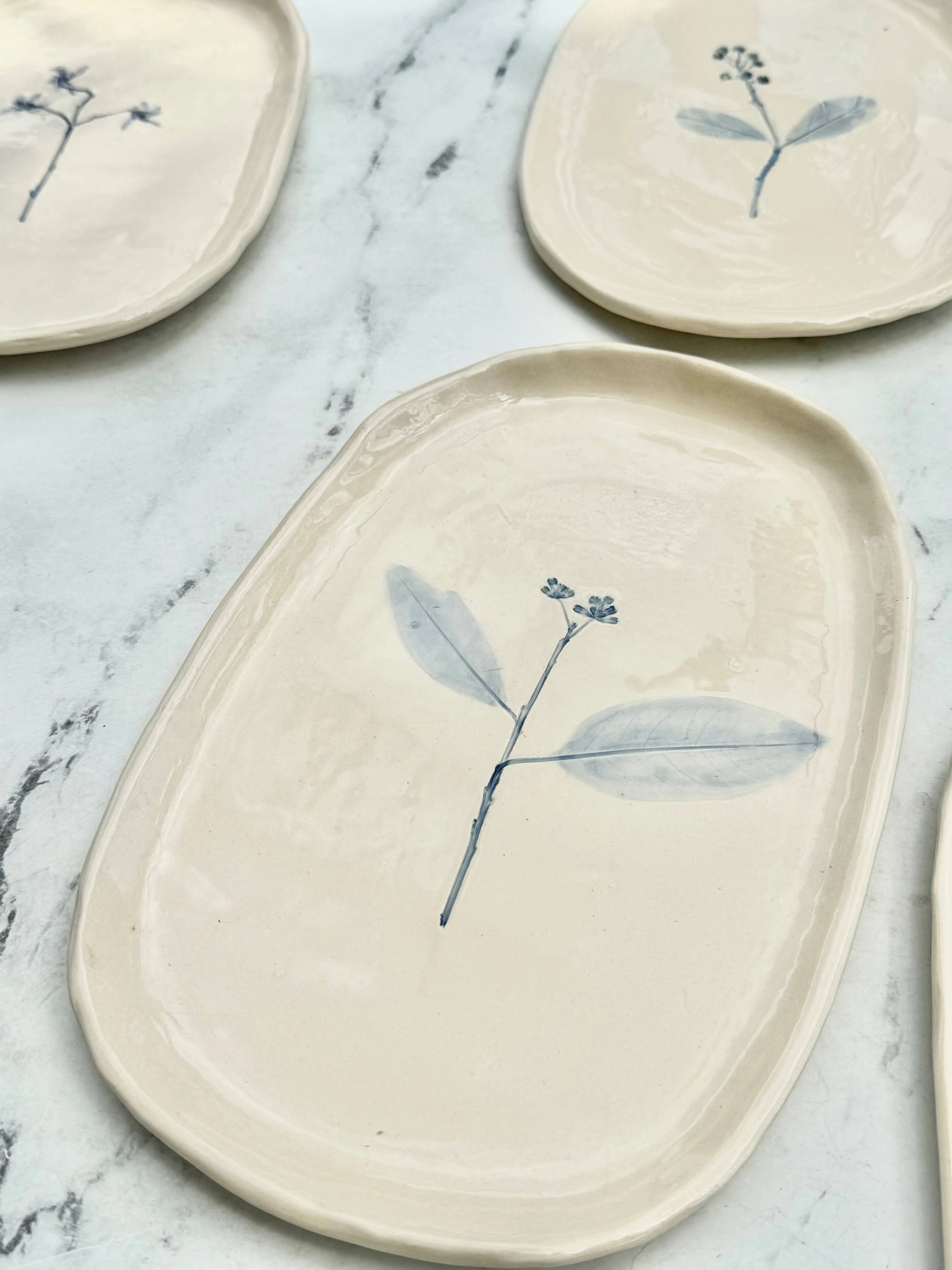 Hand-Painted Floral Tray, Blue - Image 4